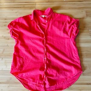 XIRENA Crinkle Cotton Short Sleeve Blouse